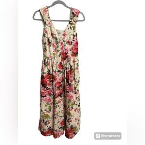 Abercrombie Cap Sleeve Corset Midi Dress Floral Size ST